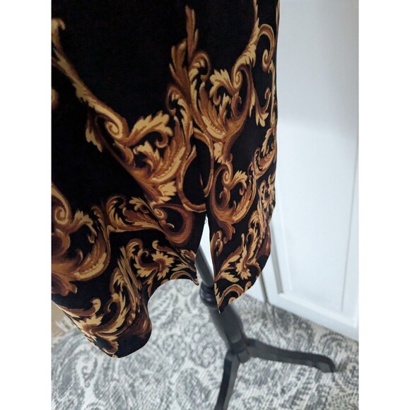 Susan Graver Tunic Top Womens M Red Black Gold Damask Print Glamcore Maximalist - Picture 5 of 11